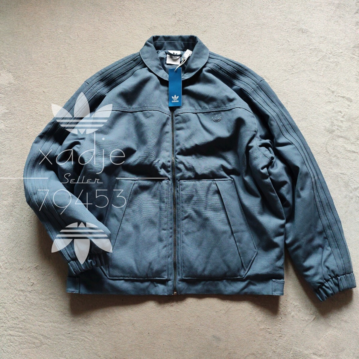 新品 正規品 adidas originals アディダス オリジナルス プレミアム パデッド ジャケット 紺 ネイビー 刺繍 定価18700円 ゆるめ 厚手 L拍卖