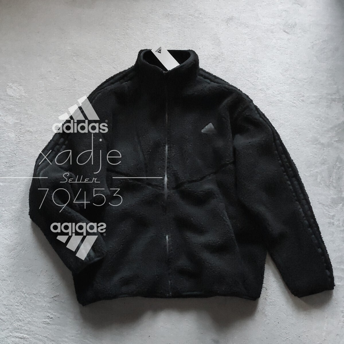 新品 正規品 adidas アディダス シェルパ ボア ジャケット 黒 ブラック 裏地付き 厚手 保温 防寒 定価11000円 XL拍卖