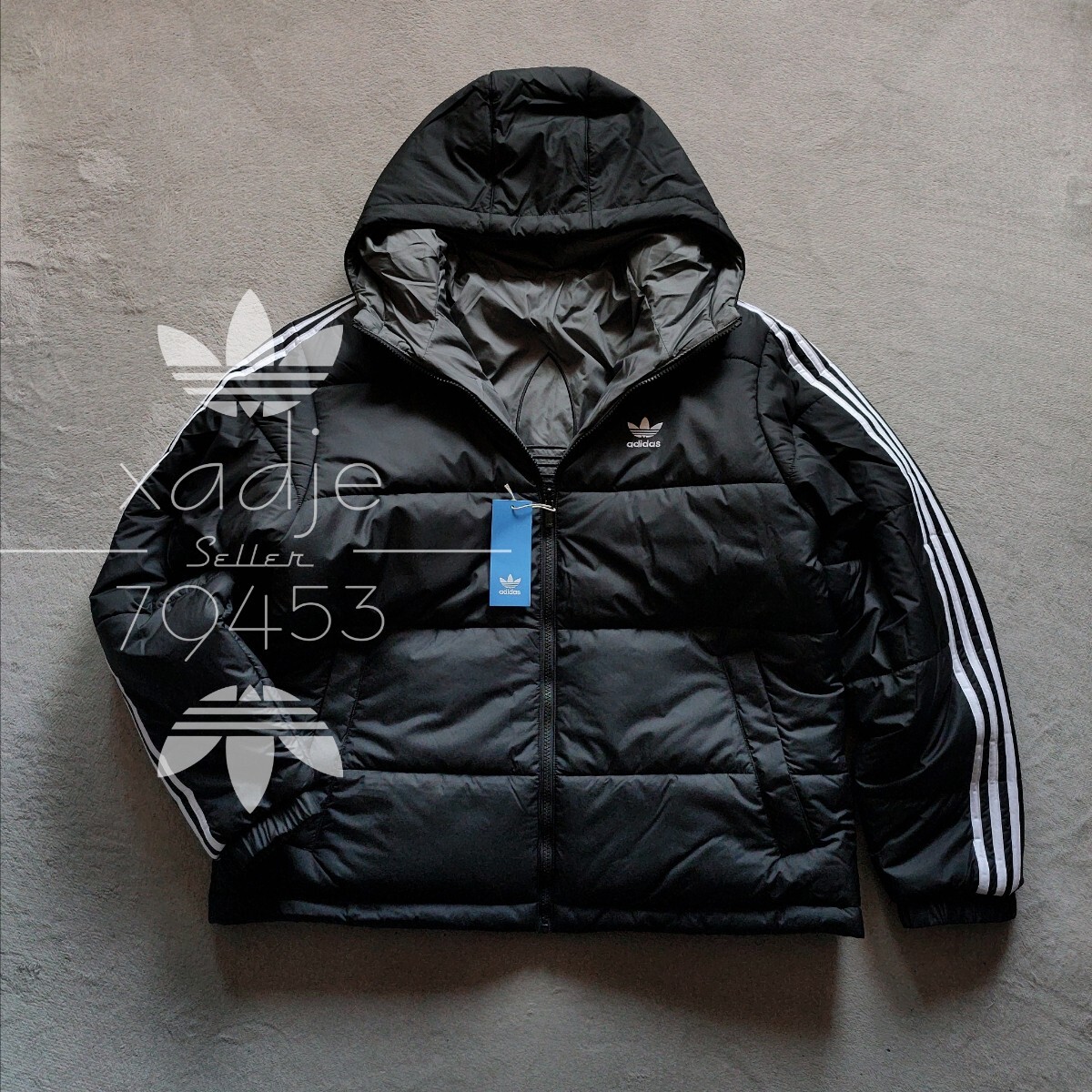 新品 正規品 adidas originals アディダス オリジナルス 2WAY リバーシブル ジャケット 防寒 保温 黒 ブラック 灰 グレー 定価23100円 XL拍卖