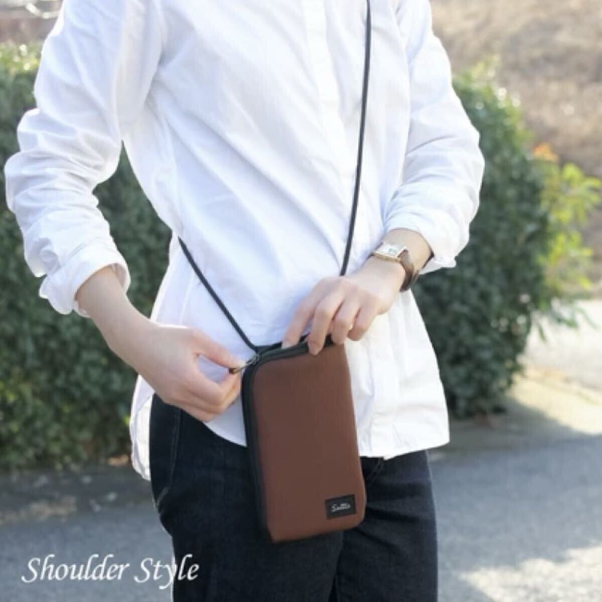 新品 SALE ショルダーポーチ 2way 財布 ショルダーバッグスマホケース ブラウン拍卖