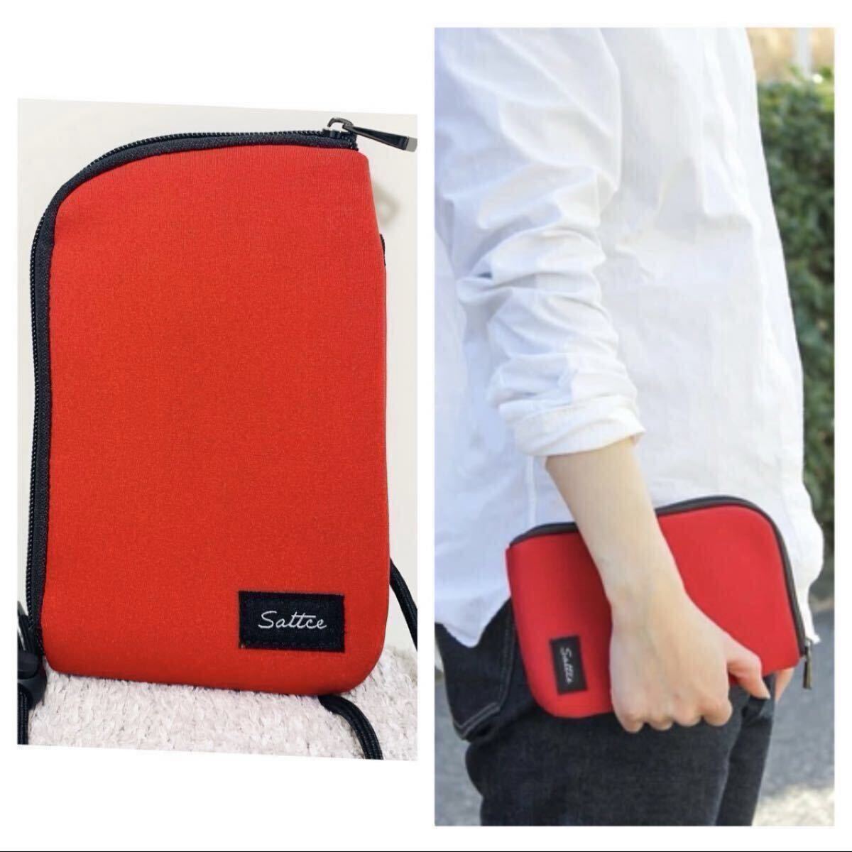 新品 SALE ショルダーポーチ 2way 財布 ショルダーバッグスマホケース レッド拍卖