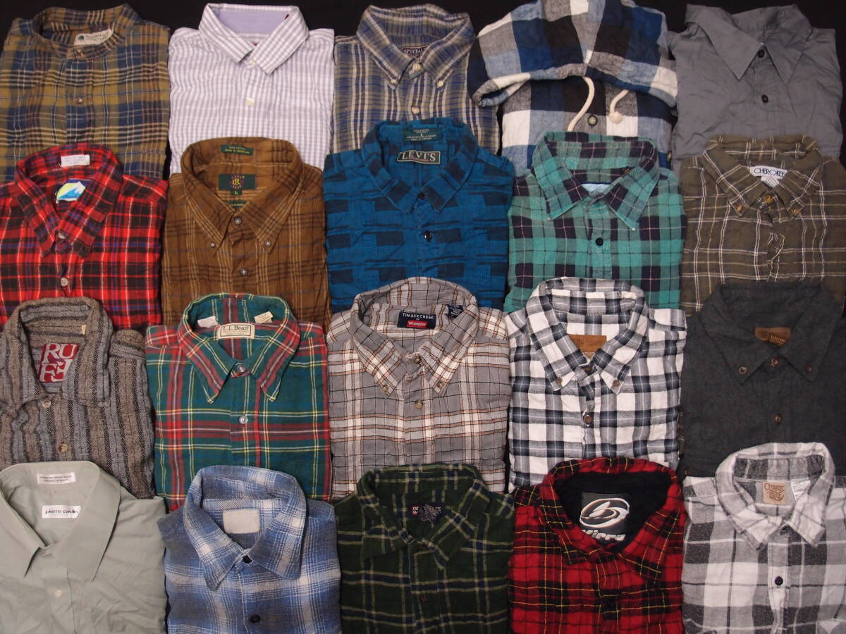 ◆古着卸USA■アメリカ輸入☆ネルシャツ+シャツ☆20枚セット★★★L アメリカ直輸入拍卖