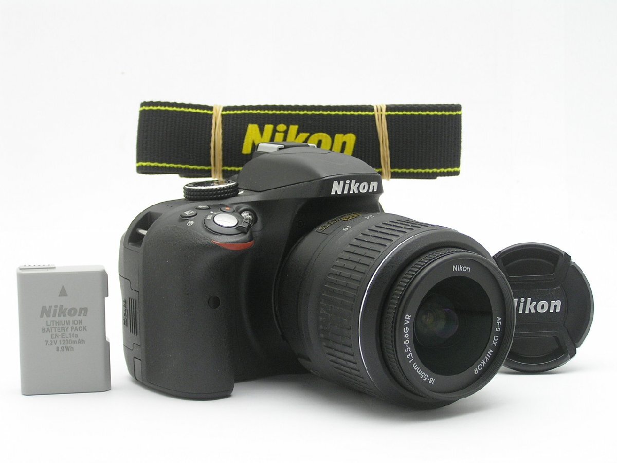 1円★ハローカメラ★9105 ニコン Nikon D3300 No.2016220 2416万画素 モニター表面不良 AF-S 18-55mm付【本体とバッテリー有り】:拍卖