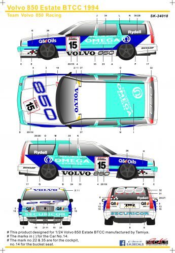S.K.DECALS SK24018 1/24size Vovo 850 Estate BTCC 1994 ボルボ、エステートBTCC拍卖