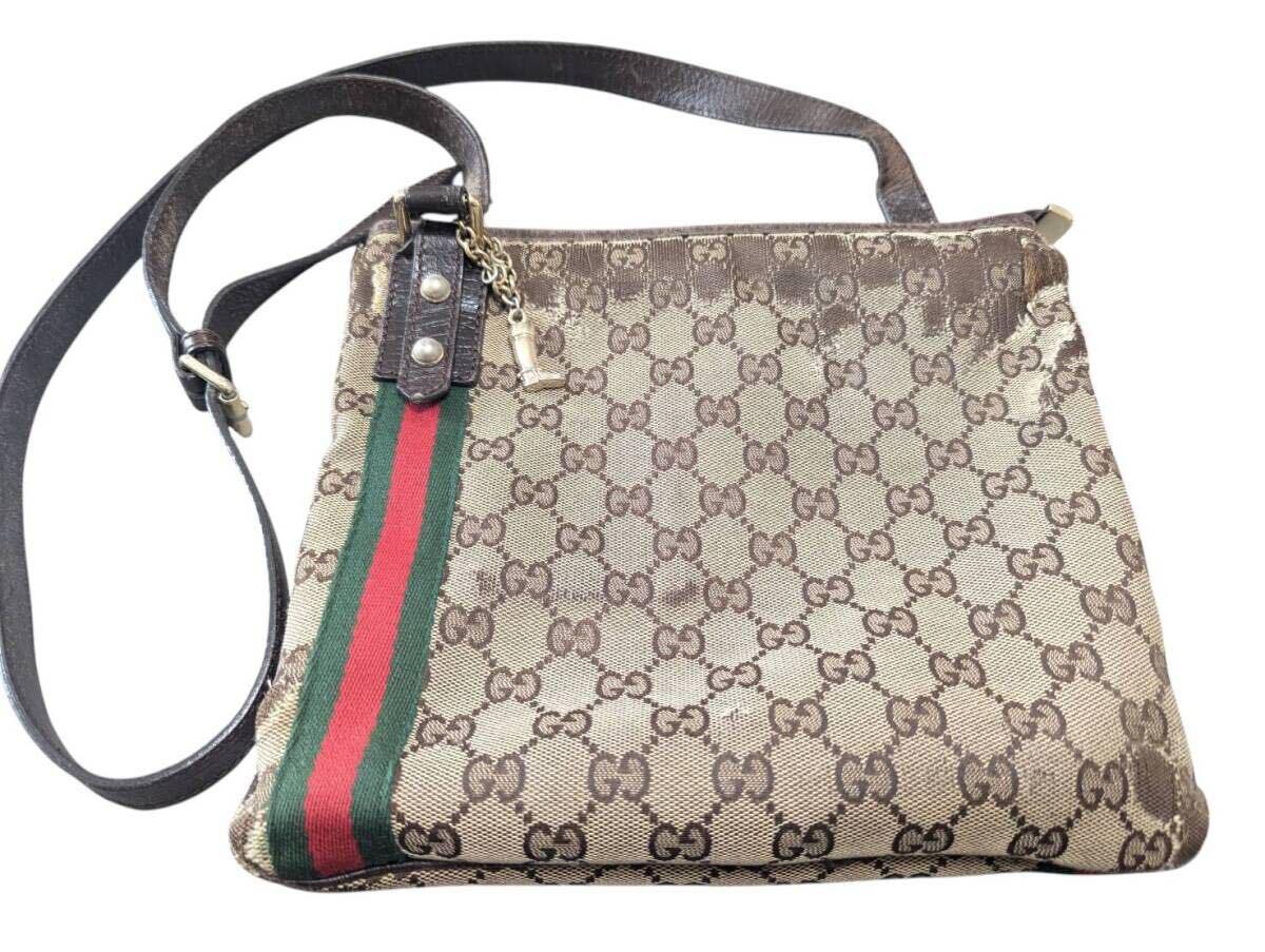 GUCCI グッチ ショルダーバッグ GGキャンバス シェリーライン チャーム拍卖
