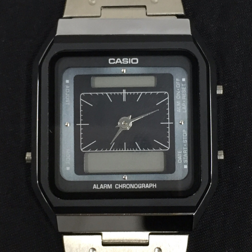 カシオ アラームクロノグラフ クォーツ 腕時計 アナデジ AQ-101 メンズ 未稼働品 純正ブレス 付属品あり CASIO拍卖