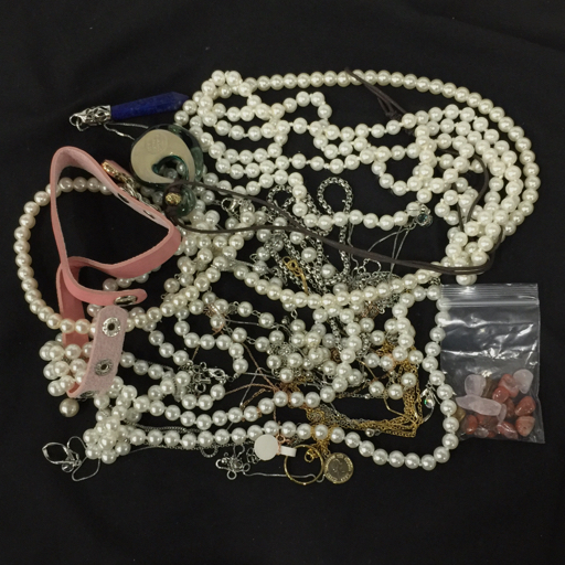 ブランド不明 金具 925 ハート型 ネックレス 他 フェイクパール カラーストーン 等 イミテ まとめ 総重量約470g拍卖