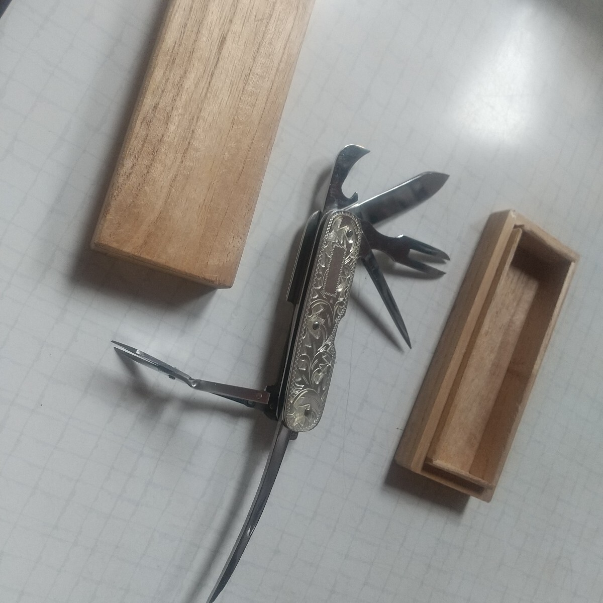 東京 シティ 藤本 ツール ナイフ STERLING SILVER スターリング シルバー 桐箱入り ジェントルマン コンパクト 未使用 中古品拍卖