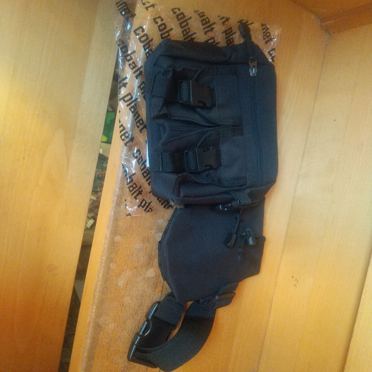 コバルト プラネット ブラック ショルダー&ウエスト ポーチ バック ボトルホルダー付 2Way アウトドア キャンプ ウォーキング 開封済 新品拍卖