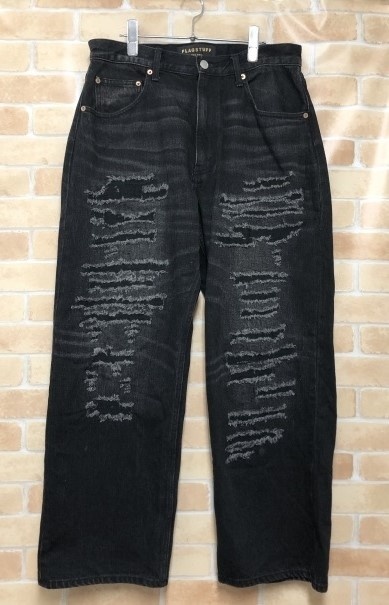 F-LAGSTUF-F フラグスタフ BORO BAGGIE DENIM PANTS FS1403 ブラック M 111440465拍卖