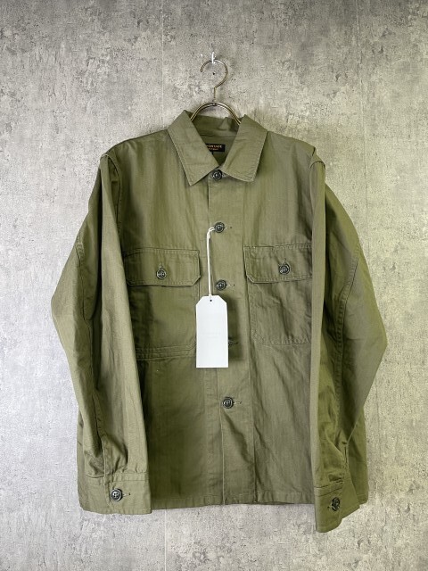 日本製 A VONTAGE アボンタージ H.B.T. Utility Jacket ユーティリティ シャツ ジャケット ヘリンボーン オリーブ S 33941198拍卖