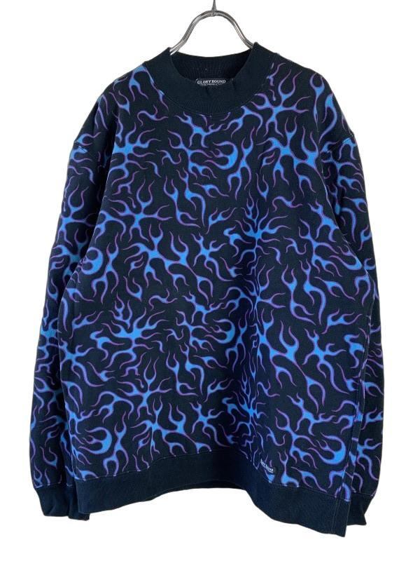 COOTIE PRODUCTIONS クーティープロダクションズ ファイヤーパターン 総柄 スウェット 裏起毛 ブラック M 44833886拍卖