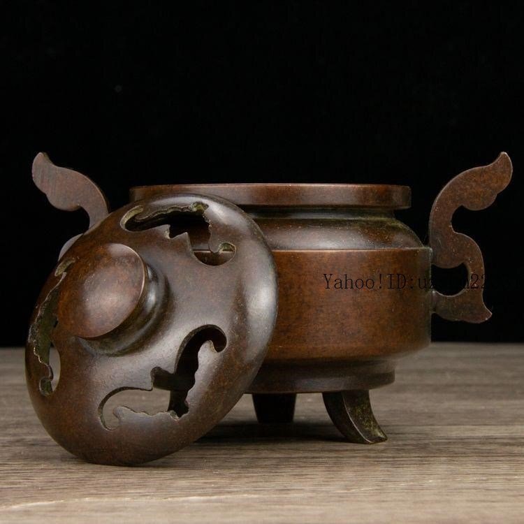 茶道具 香道具 炎の耳三脚の香炉 装飾品 現代工芸品美術品 置物拍卖