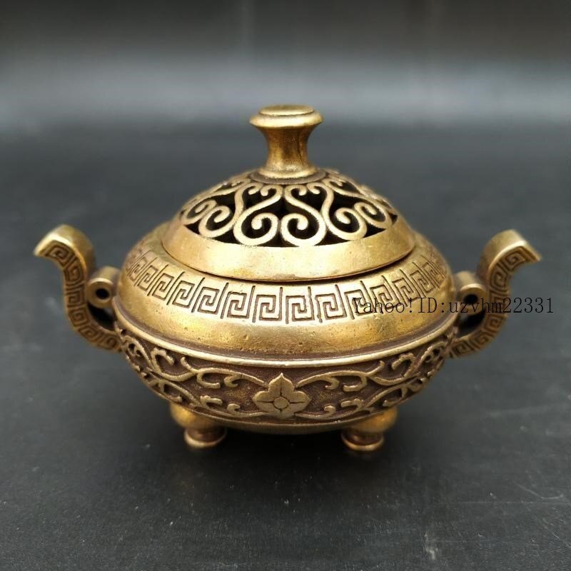 花卉紋銅薫香炉 装飾品 工芸品 美術品 置物拍卖