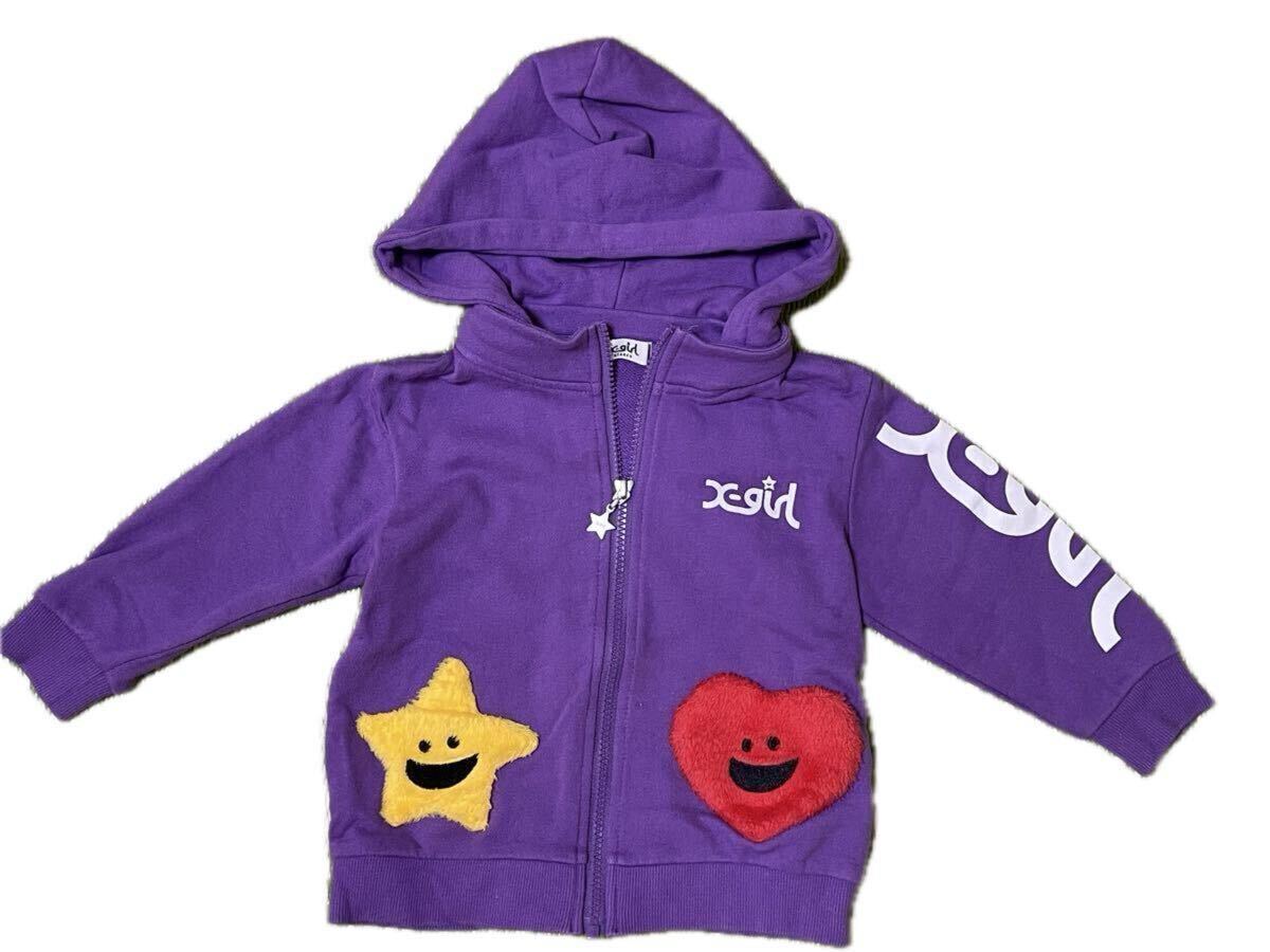 ★人気即完売商品★エックスガール キラッキージップアップパーカー 90/100 フード脱着可能 スウェット拍卖