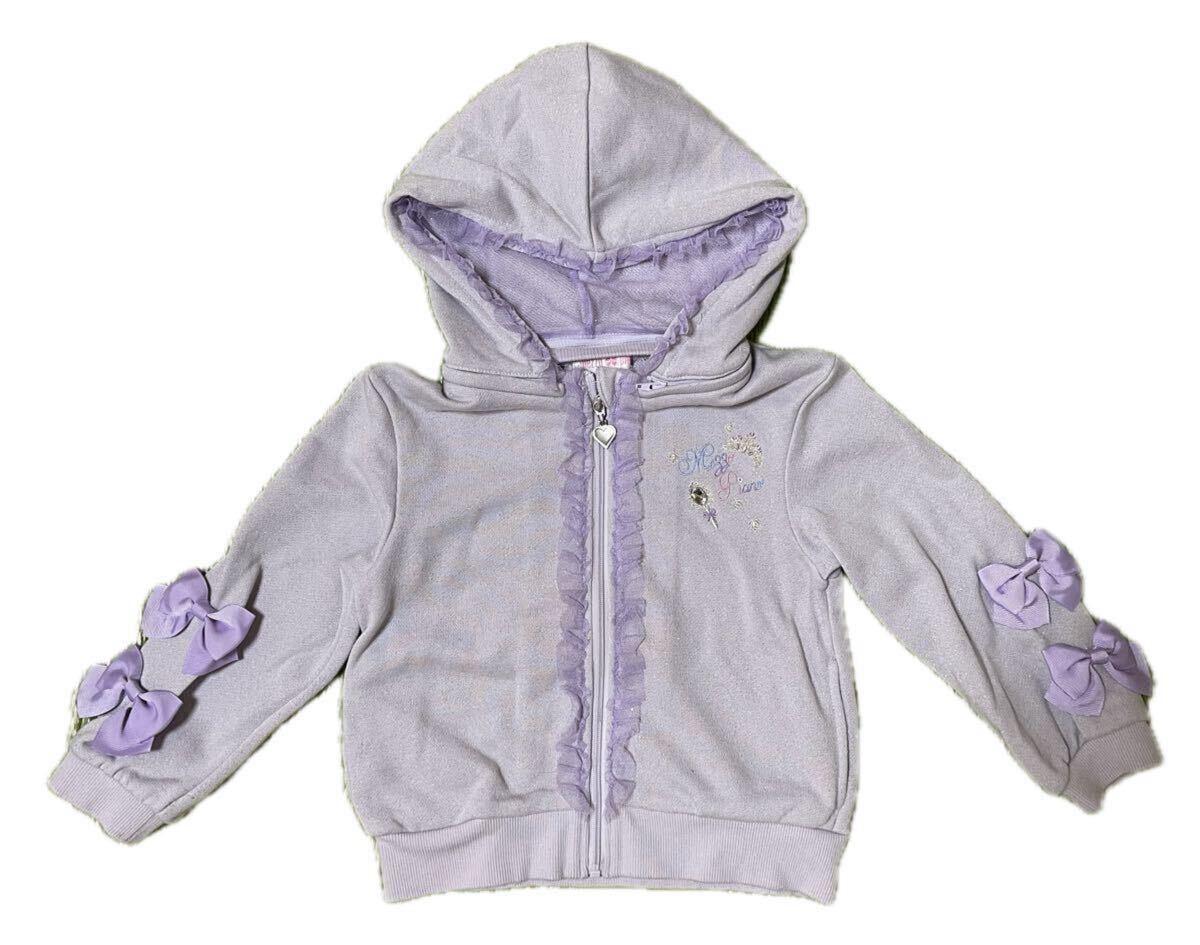 メゾピアノ ジップアップパーカー100/110 フード脱着可拍卖