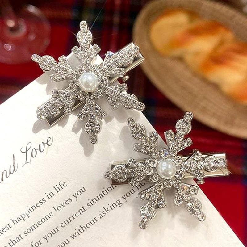 ヘアアクセサリー ヘアピン 雪の結晶 ラインストーン シルバー ヘアアレンジ クリップ 冬 キッズ クリスマス拍卖