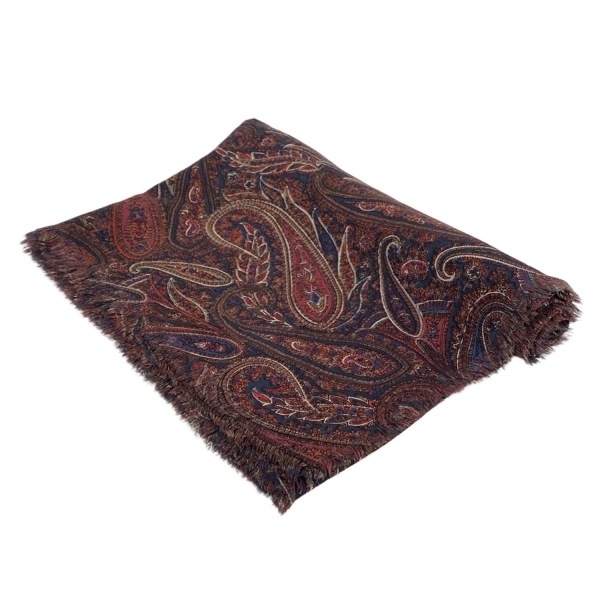 リバティ LIBERTY ストール(ショール) - ウール ボルドー×ネイビー×マルチ ペイズリー柄 美品 マフラー拍卖