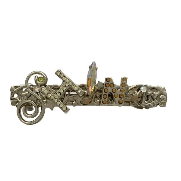 アッカ acca バレッタ - シルバー×オレンジ×マルチ ラインストーン/ビジュー 美品 アクセサリー(他)拍卖