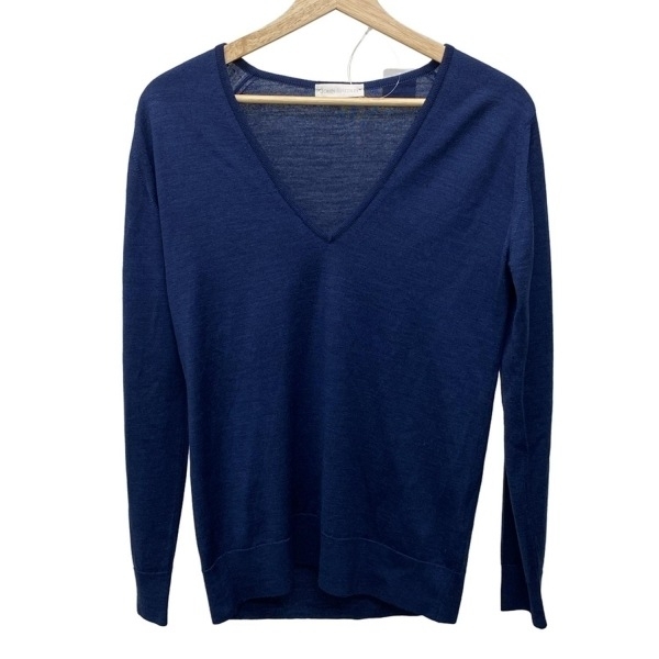 ジョンスメドレー JOHN SMEDLEY 長袖セーター/ニット サイズS - ネイビー レディース Vネック 美品 トップス拍卖
