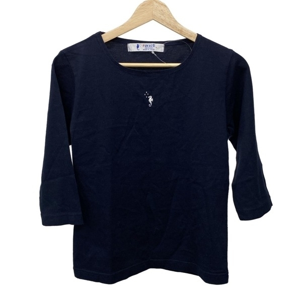 フクゾー FUKUZO 七分袖Tシャツ サイズM - ダークネイビー レディース クルーネック/7分袖 トップス拍卖