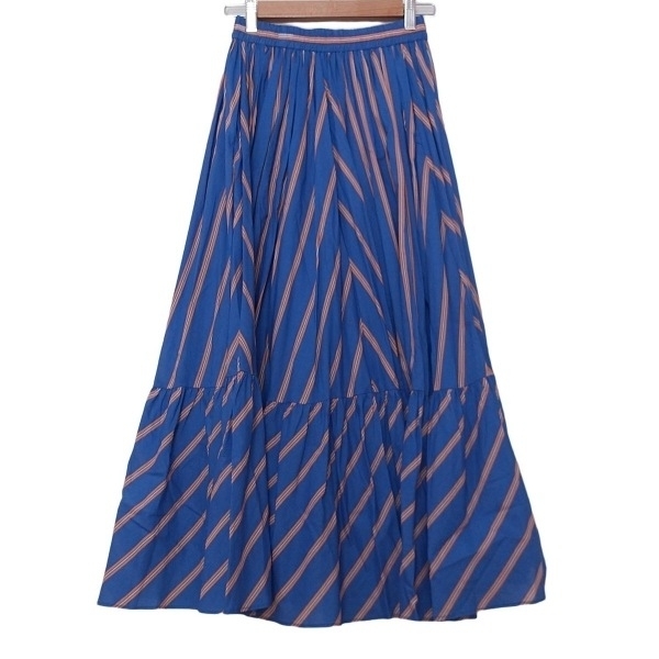 ユナイテッドアローズ UNITED ARROWS ロングスカート サイズ36 S - ブルー×オレンジ×白 レディース マキシ丈/斜めストライプ 美品拍卖