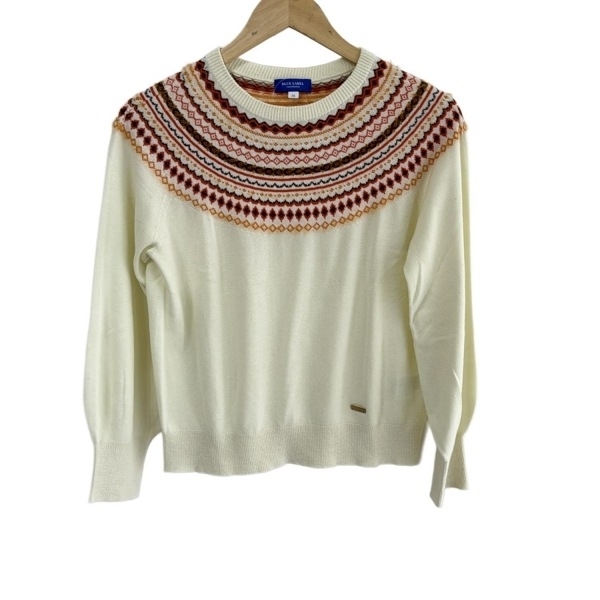 ブルーレーベルクレストブリッジ BLUE LABEL CRESTBRIDGE 長袖セーター/ニット サイズ38 M - アイボリー×オレンジ×マルチ レディース拍卖