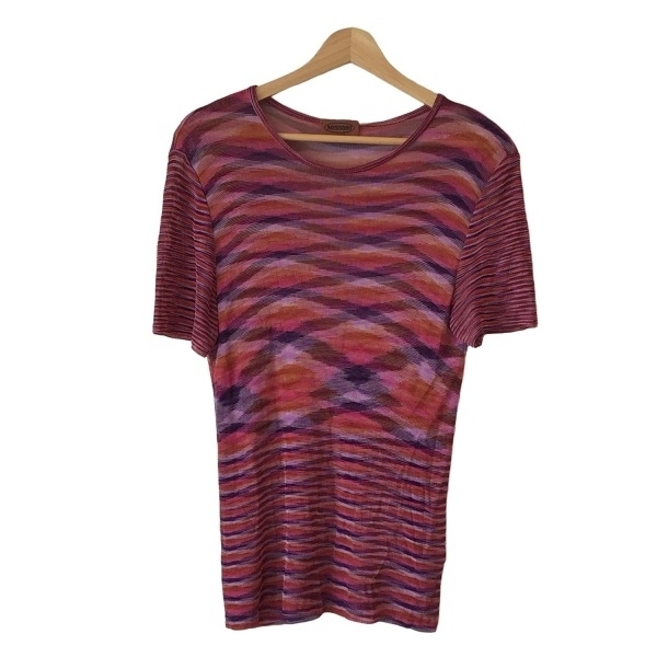 ミッソーニ MISSONI 半袖カットソー サイズ44 L - パープル×ピンク×マルチ レディース クルーネック トップス拍卖