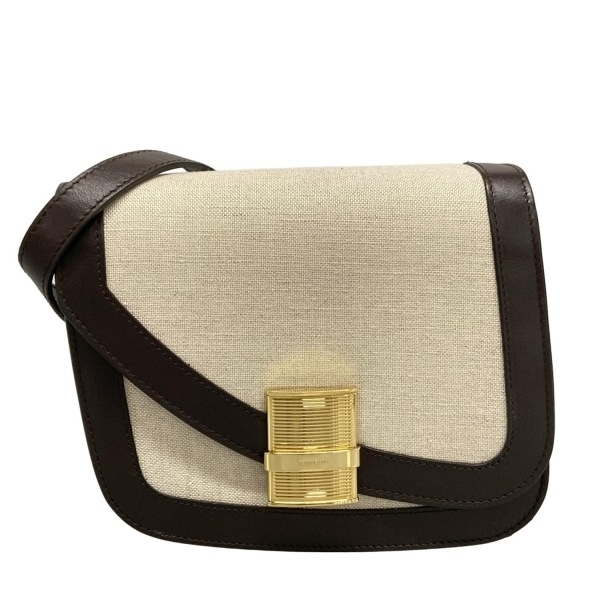 サルバトーレフェラガモ FERRAGAMO/SalvatoreFerragamo ショルダーバッグ EZ-218968 フィアンマ レザー アイボリー×ダークブラウン バッグ拍卖