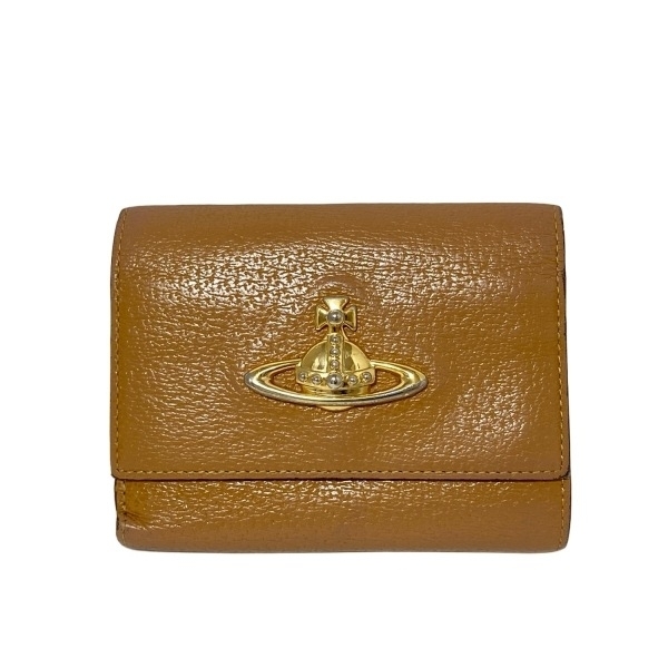ヴィヴィアンウエストウッド VivienneWestwood 3つ折り財布/ミニ/コンパクト - レザー ライトブラウン オーブ/がま口 財布拍卖