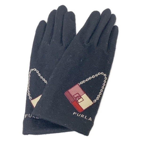フルラ FURLA - ウール、カシミヤ、レザー 黒×ピンク×マルチ レディース バッグ/ラメ/タッチパネル対応 美品 手袋拍卖