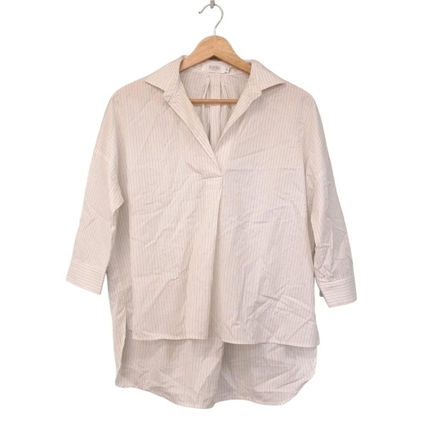 バルバ BARBA 七分袖シャツブラウス サイズ38 M - 白×グレー レディース ストライプ/プルオーバー 美品 トップス拍卖