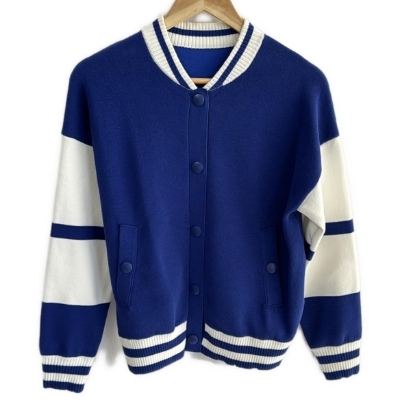 ダイアグラム Diagram GRACE CONTINENTAL ブルゾン サイズ36 S - ブルー×白 レディース 長袖/ニット/秋/春 美品 ジャケット拍卖