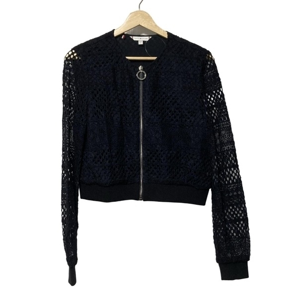 トミーヒルフィガー TOMMY HILFIGER ブルゾン サイズUS2 S - ダークネイビー レディース 長袖/ジップアップ/ショート丈/春/秋 新品同様拍卖