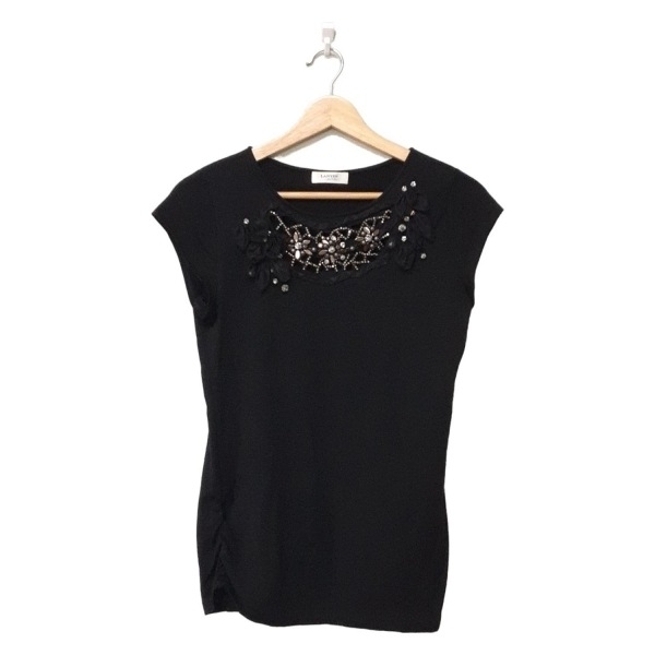 ランバンオンブルー LANVIN en Bleu 半袖カットソー - 黒 レディース ビジュー/パール/チュールリボン 美品 トップス拍卖