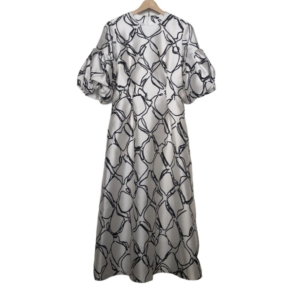 ルルウィルビー Loulou Willoughby サイズ2 M - 白×黒 レディース クルーネック/半袖/ロング ワンピース拍卖