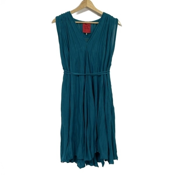 シビラ Sybilla サイズM - ブルーグリーン レディース Vネック/ノースリーブ/ひざ丈/ニット 美品 ワンピース拍卖