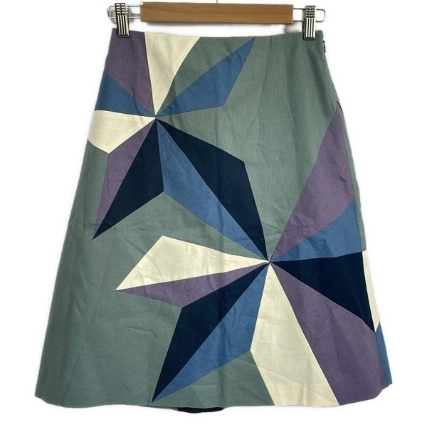 シビラ Sybilla スカート サイズM - ブルーグリーン×ブルーグレー×マルチ レディース ひざ丈 美品 ボトムス拍卖