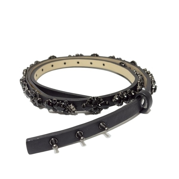 セルフォード CELFORD - レザー 黒 ビジュー ベルト拍卖