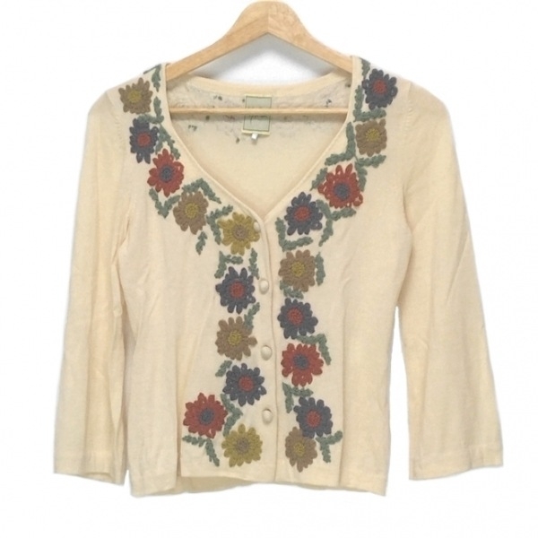 シビラ Sybilla カーディガン サイズM - アイボリー×マルチ レディース 七分袖/フラワー(花) 美品 トップス拍卖
