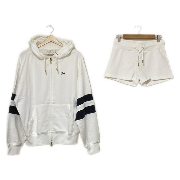 レディ Rady レディースパンツセットアップ - 白×黒 レディース ウエストゴム/ジップアップ 美品 レディーススーツ拍卖