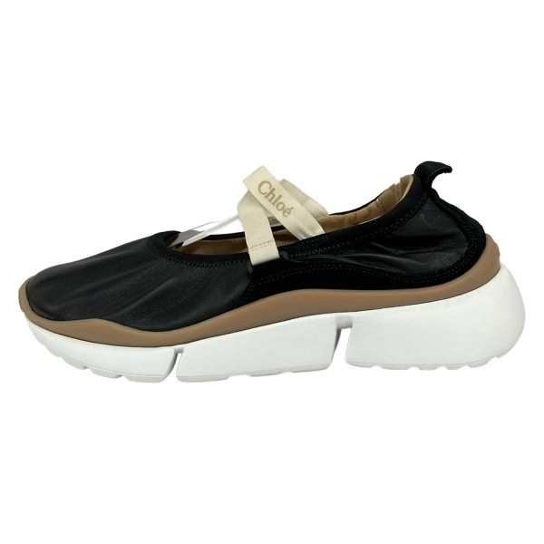 クロエ Chloe スニーカー 38 - ラムスキン 黒×アイボリー レディース ソニー バレリーナ スニーカー/インソール取外し可 靴拍卖