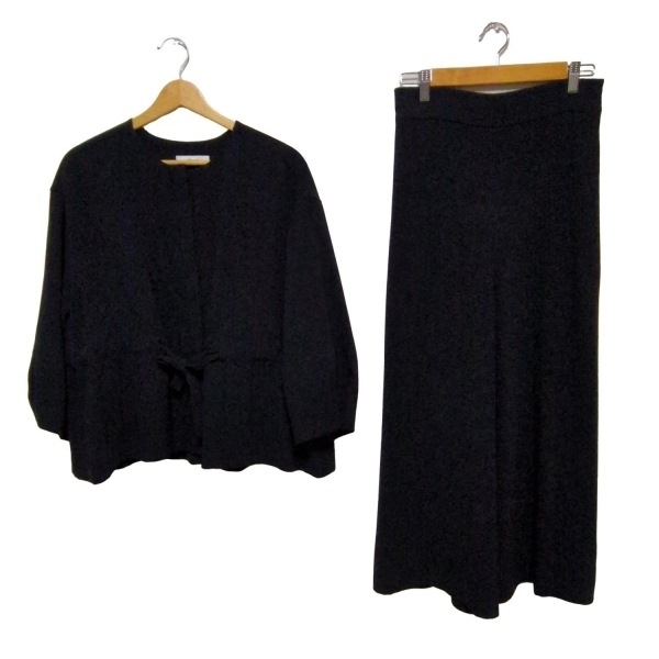 エブール ebure レディースパンツスーツ - 黒 レディース ジョーゼット/ノーカラー/ウエストゴム/ワイド 美品 レディーススーツ拍卖