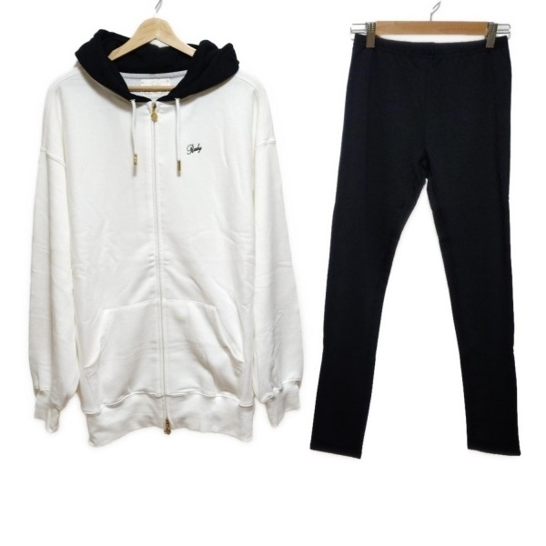 レディ Rady レディースパンツセットアップ - 白×黒 レディース ウエストゴム/ジップアップ レディーススーツ拍卖