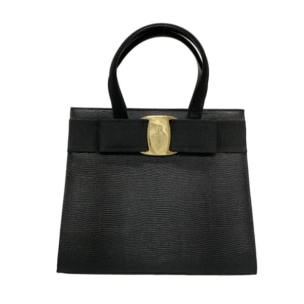 サルバトーレフェラガモ FERRAGAMO/SalvatoreFerragamo ハンドバッグ BA-214178 ヴァラ レザー 黒 型押し加工 バッグ拍卖
