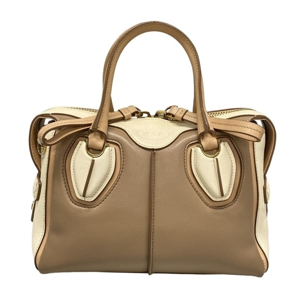 トッズ TOD'S ハンドバッグ Dスタイリングミニ レザー ベージュ×アイボリー バッグ拍卖