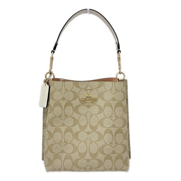 コーチ COACH ハンドバッグ CA582 モリー バケット バッグ 22 シグネチャー キャンバス レザー ライトカーキ×チョーク(アイボリー) 美品拍卖