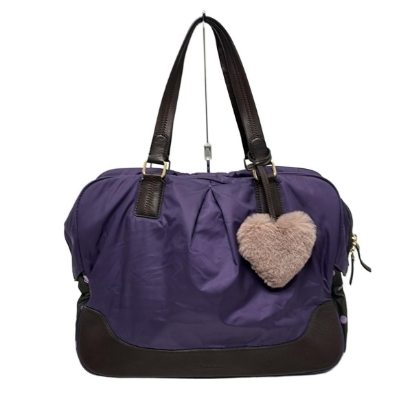 ポールスミス PaulSmith ショルダーバッグ - レザー パープル×ダークブラウン×ダークグレー ドット柄 バッグ拍卖