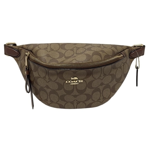 コーチ COACH ウエストポーチ F48740 シグネチャー柄 レザー ベージュ×ブラウン 美品 バッグ拍卖