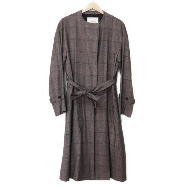 アンタイトル UNTITLED サイズ4 XL - ダークグレー×黒×ネイビー レディース 長袖/千鳥格子柄/春/秋 美品 コート拍卖